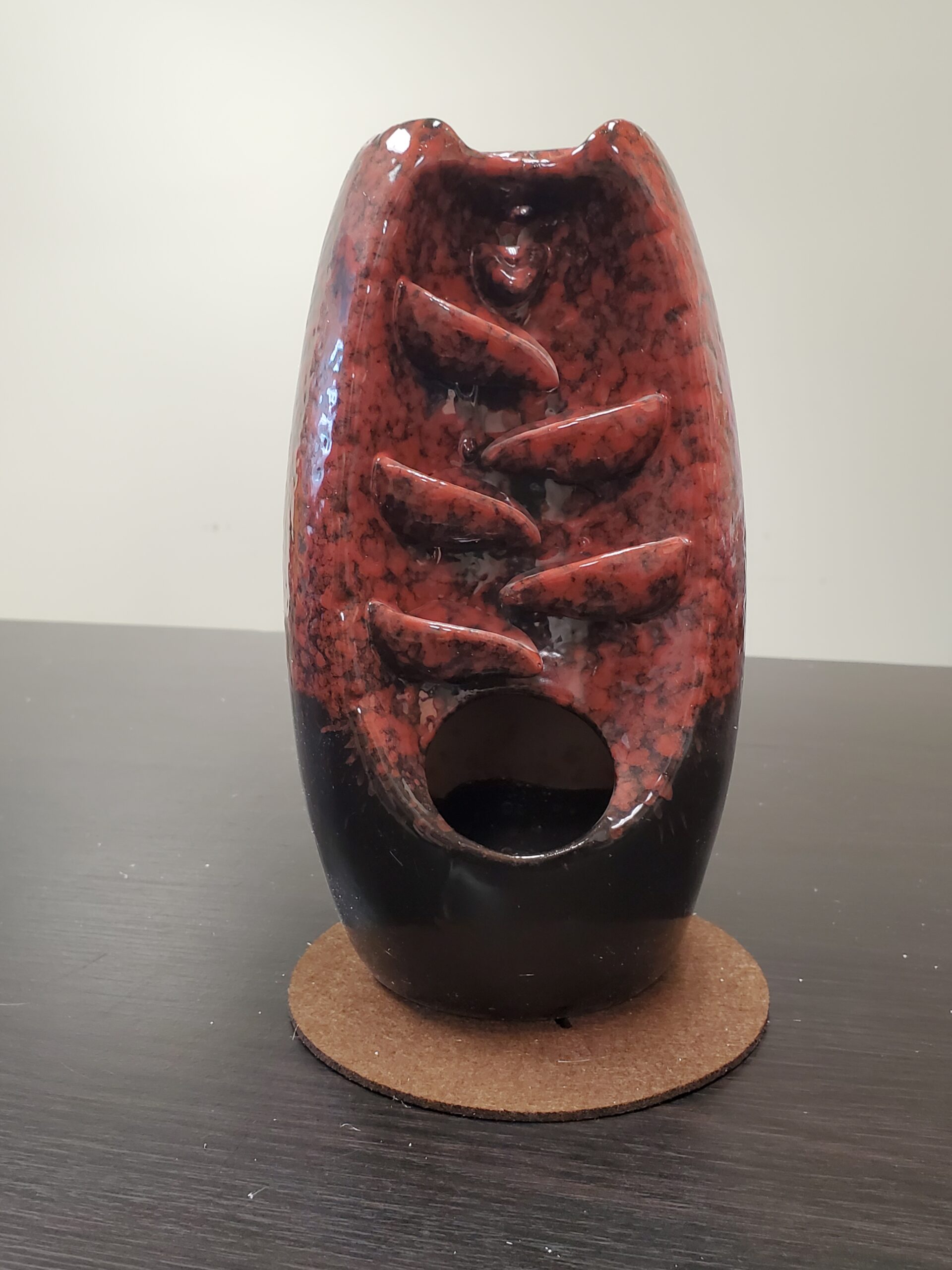 Backflow Waterfall Ceramic Incense Burner Red Gradient Glaze with Mat - Image 2