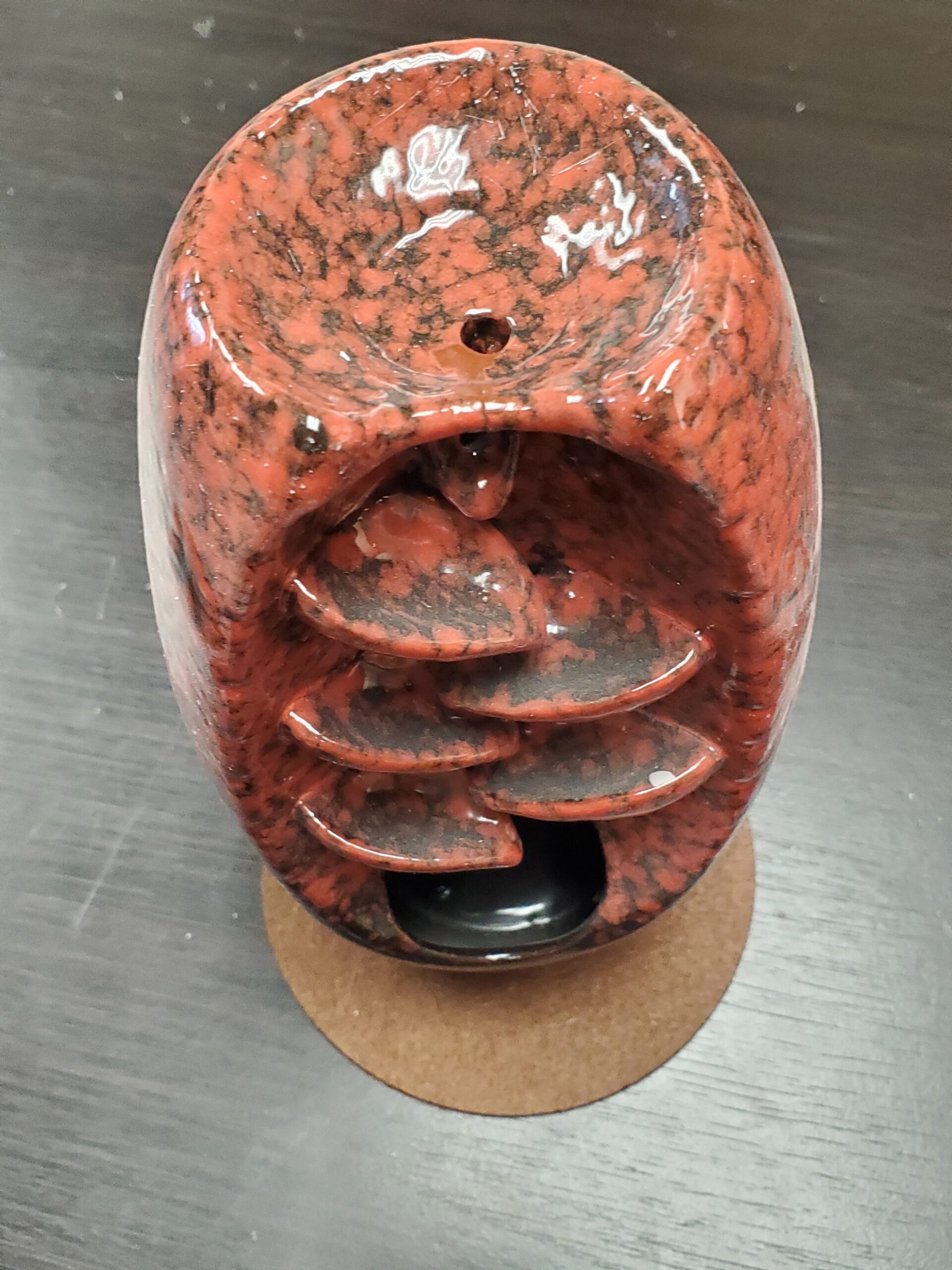 Backflow Waterfall Ceramic Incense Burner Red Gradient Glaze with Mat - Image 4
